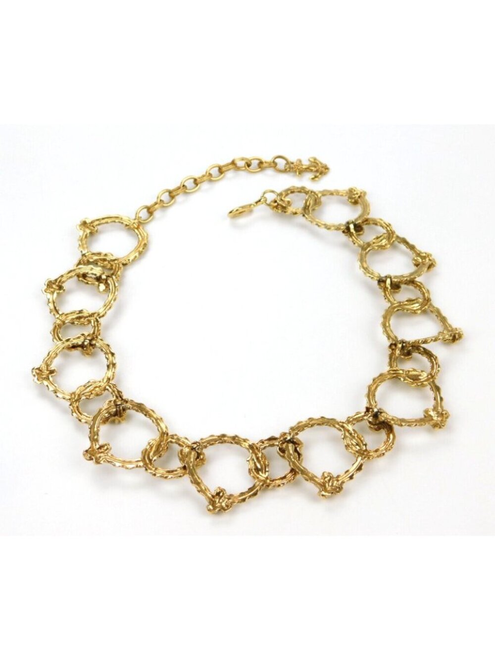 Kenneth Jay Lane KJL Rope Nautical Knot Gold Tone Statement Collar Necklace - Picture 6 of 7